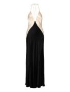 Yve Contrast Halter Dress Black Bardot