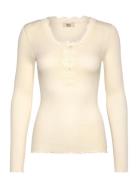 Rmwbalta Ls Regular Placket T-Shirt Cream RM By Rosemunde