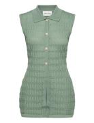 Hele Long Structure Knitted Vest Green Malina