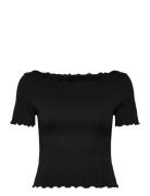 Tulip Short Sleeve Top Black Aim´n