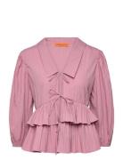 2342 Pleated Poly, Balloon Sleeve T Pink STINE GOYA