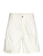 Mid-Rise Denim Bermuda Shorts With Pleats White Mango
