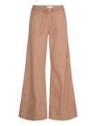 Wide Leg Jeans With Stripes And Belt Brown Mango