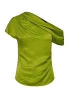 Satin Blouse With Asymmetrical Neck Green Mango