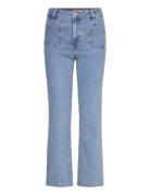 Flared Cropped Jeans With Pockets Blue Mango