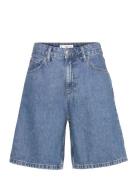 High-Waist Straight-Fit Denim Shorts Blue Mango