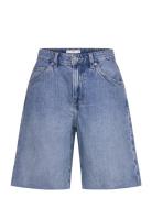 Frayed Hem Denim Shorts Blue Mango