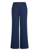 High-Waisted Denim Flowy Trousers Blue Mango