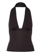 Deep Halterneck Top Brown Weekday
