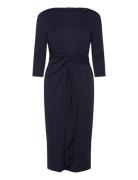 Twist-Front Stretch Jersey Midi Dress Navy Lauren Ralph Lauren