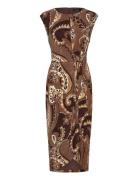 Paisley Stretch Jersey Tie-Front Dress Brown Lauren Ralph Lauren