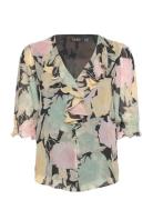 Floral Georgette Ruffle-Trim Blouse Patterned Lauren Ralph Lauren