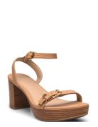 Melissah Nappa Leather Platform Sandal Beige Lauren Ralph Lauren