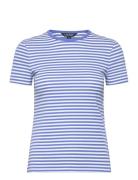 Striped Stretch Cotton Crewneck Tee Blue Lauren Ralph Lauren