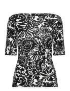 Floral Stretch Cotton Boatneck Tee Black Lauren Ralph Lauren