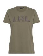 Beaded-Logo Cotton Jersey Tee Green Lauren Ralph Lauren