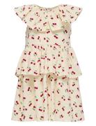 Kmgcerise S/L Layered Dress Aop Wvn Cream Kids Only