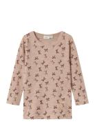 Nmfwang Wool Rib Ls Top Aop Pink Name It