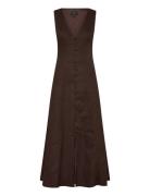 Cordelia Linen Midi Dress Brown Bardot