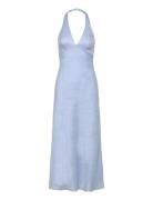 Paola Halter Linen Midi Dress Blue Bardot