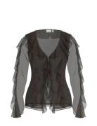Vifalia L/S Frill Kimono Top/Ka Brown Vila