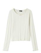 Nlfnamel Ls Short Deep Neck Top White LMTD