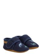Wool Slippers W. Embroidery Navy En Fant