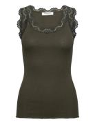 Rwbabette Sl U-Neck Long Lace Top Khaki Rosemunde