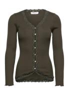 Rwbabette Ls V-Neck Regular Lace Ca Khaki Rosemunde