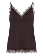 Rwbillie Sl Lace Strap Top Brown Rosemunde