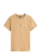 Tommy Logo Tee Beige Tommy Hilfiger