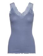 Rwbernadine Sl Lace Top Blue Rosemunde