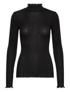 Rwboston Lurex Ls T-Neck T-Shirt Black Rosemunde