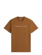 Tjm Reg Linear Logo Tee Ext Brown Tommy Jeans