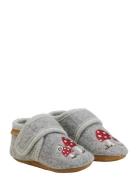 Wool Slippers W. Embroidery Grey En Fant