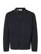 Slmmike Light Polo Cardigan Noos Navy Selected