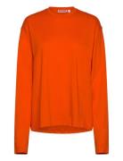Long-Sleeved Boxy Cotton T-Shirt Orange Weekday