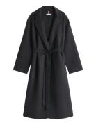 Df Wool Reg Belted Maxi Coat Grey Tommy Hilfiger