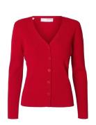 Slfcarly Ls Knit Cardigan Red Selected