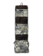 Hanging Cosmetic Bag Flower Linen Khaki Ceannis