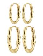 Sense Hoop Earrings, 2-In-1 Set, Gold-Plated Gold Pilgrim