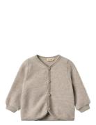 Wool Fleece Cardigan Kari Grey Wheat