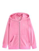 Hoodjacket Velour Solid Pink Lindex