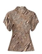 Otilia Draped Half Polo Top Brown Malina