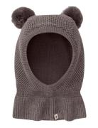 Balaclava Windstop Pompoms Brown Huttelihut