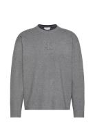 Ls Embossed Logo Crewnk Sweater Grey Calvin Klein Jeans