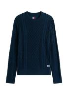 Tjm Slm Badge Cable Knit Sweater Navy Tommy Jeans