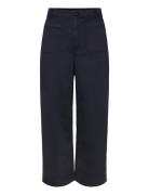 Stretch Chino Wide-Leg Cropped Pant Black Lauren Women