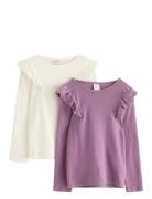 Top L S Frill Detail Pointelle Patterned Lindex