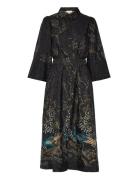 Jacquard Belt Dress Navy By Ti Mo